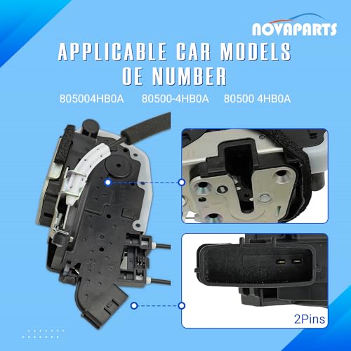 Image of NOVAPARTS Door Lock Latch Actuator Front Passenger Side 80500-4HB0A for 2014-2020 Infiniti Q50 Front Right RH Side Door Latch Assembly Replaces # 805004HB0A