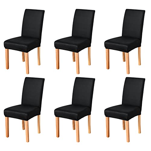 Jin Le Dining Chair Covers Set Of 6 Black, Stretch Parson Chair Slipcover Chair Covers For Dining Room Protector Cover Removable Washable Kitchen Chair Covers For Hotel, Wedding, Banquet, Restaurant #TOP6