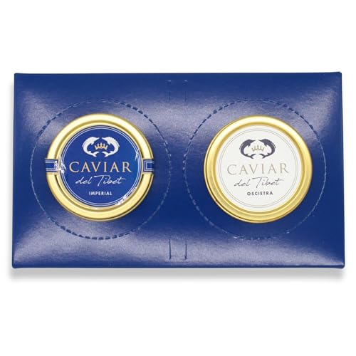 Dúo Caviar del Tíbet – Estuche Gourmet - Caviar Oscietra 50 GR y Caviar Imperial 50GR – Huevas de Esturión - Pack Regalo Gourmet