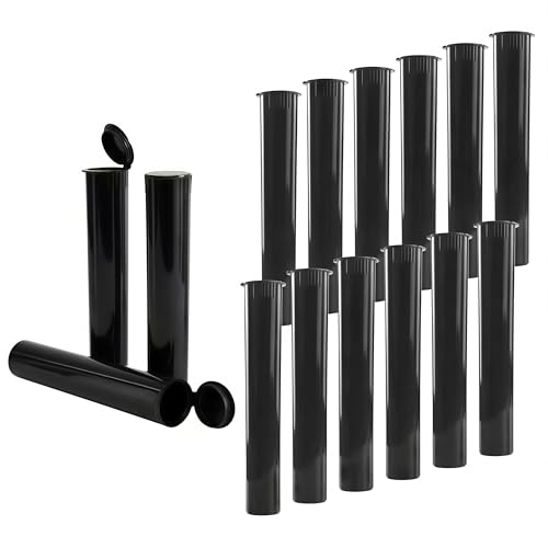 ZoKhnyx 10 Pack 116mm Tubes Black King Size - Plastic Pop Top Tubes with Squeeze Cap - Airtight Waterpoof and Child Proof Container (Black 10 Pcs)