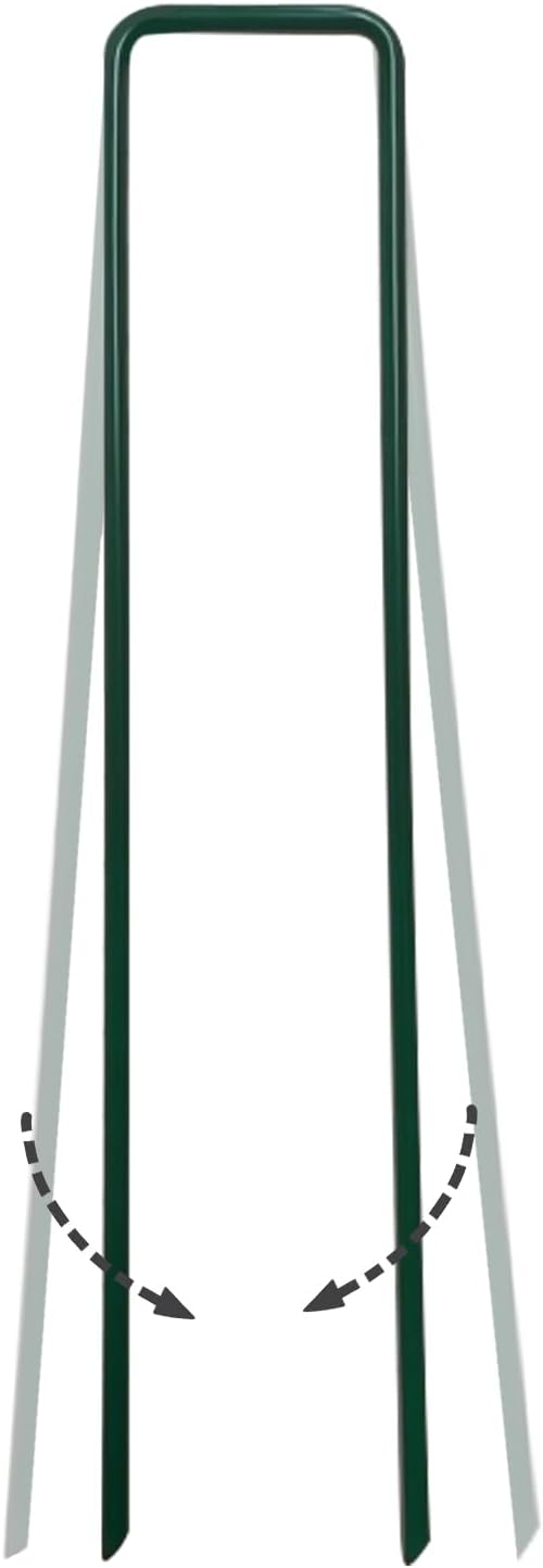 FOTMISHU Landscape Staples 6Inch 250pcs Garden Stakes + 250pcs Gasket, Lawn Pins with Spray Coating Craft,11Gauge Anti-Rust Ground Yard Spikes Anchoring for Outdoor Tents Irrigation Hoses (Green)