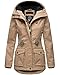 Produktbild Marikoo Damen Jacke Frühling Outdoor Wasserabweisend Übergangsjacke Parka Mantel Kapuze Babetaa XS - XXL 5 Farben 2021 (Taupe, L - 40)