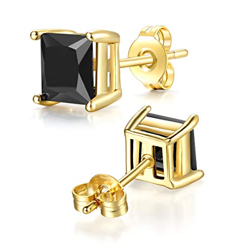Womens Mens 18K Gold Plated Clear Cubic Zirconia Stud Earrings(5 Pairs)3