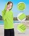 Boys' UPF 50+ Rash Guard Long Sleeve, Girls UV Sun Protection SPF Swim Hoodie, Youth Kids Lightweight Quick Dry Watersports Hooded Shirts for Outdoor Fishing Beach Lime Green