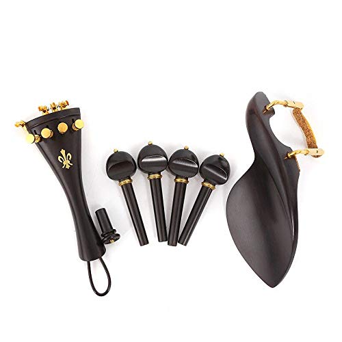 Violin Parts One Set Violin Kit Accessories 4/4 Ebony Violin Tailpiece Peg Chin Rest Fine Tuner