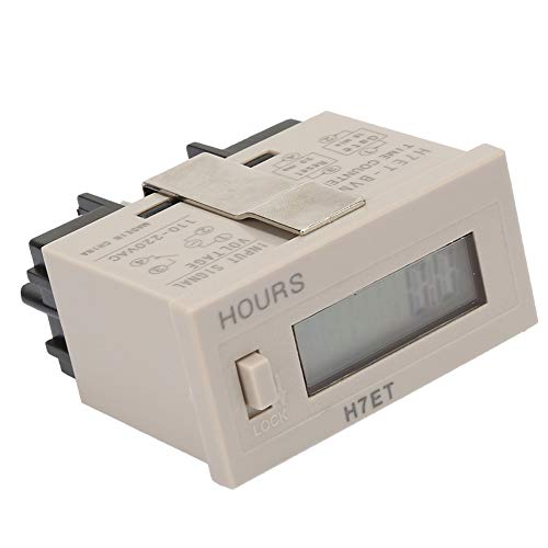 Image of Electronic Counter Digital, Pulse Meter Life Totalizer Digital Meter Length Counter Wheel Roll LCD Display Frequency Time Relay with 6 Digit LCD Display AC 110-220V H7Et BVM(0.0 Hours)
