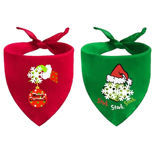 Christmas Dog Bandanas, 2 Pack Merry Christma Dog...