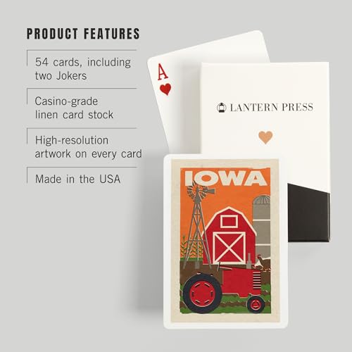 Lantern Press Naipes Póker Iowa Madera 52 Cartas miniatura 3
