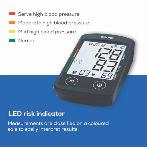 Image of Beurer German Engineering BM 46 Connect Digital Blood Pressure Monitor with USB-C Port| Upper Arm BP Machine with XL Display I Bluetooth App Connectivity I Large Cuff I Memory space of 240 readings I Black in color I 3 years warranty