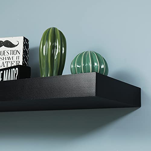 Welland 16 Inch Black Mission Floating Shelves For Wall, Bathroom Wall Mount Shelves, Wood Modern Display Shelves, Book Shelves,For Bedroom,Living Room And Kitchen #TOP2