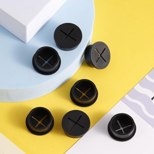 DuDuZui 10 Stück Schreibtisch Kabeldurchführung, 25mm Schwarz Schreibtisch-Kabeltülle Schreibtisch-Kabellochabdeckungen Ordnen Sie Büro- und Heimarbeitsplatzkabel, mit 1 Lochsäge (Schwarz, 25mm)