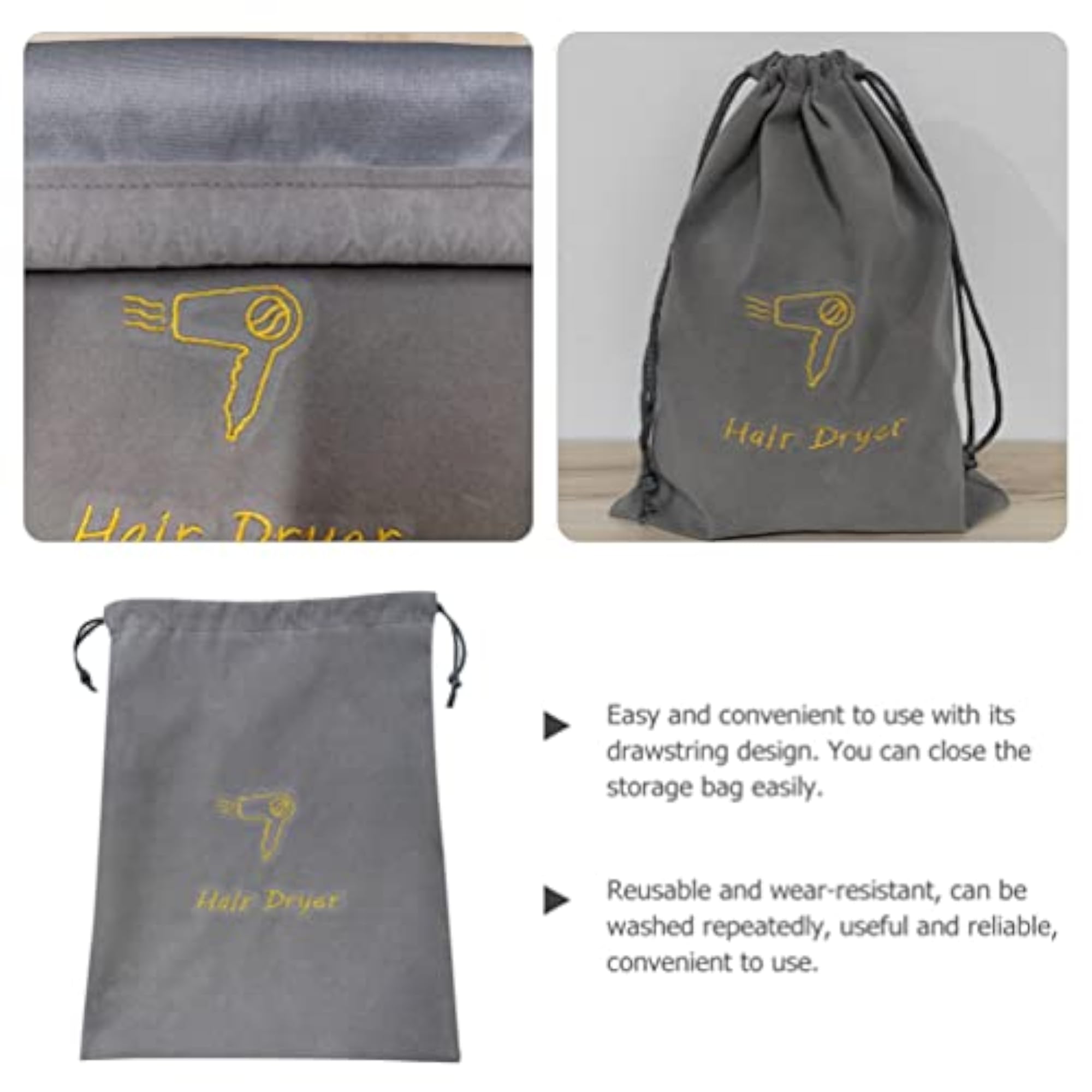Portable Fabric Drawstring Hair Dryer Storage Bag