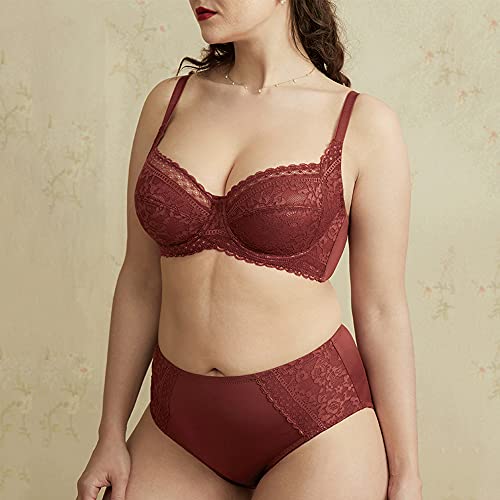Soutien-gorge en dentelle rouge corail WENJUN 85D avec armatures confortables