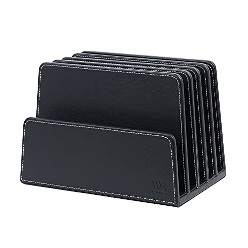 MobileVision Executive Black Desktop File Folder Paper Tray & Device Organizer 5 Slot Dividers