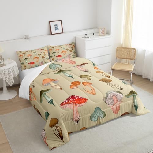 Image of Feelyou Mushroom Wild Stuff Comforter Set Full Size Kids Boys Girls Bedding