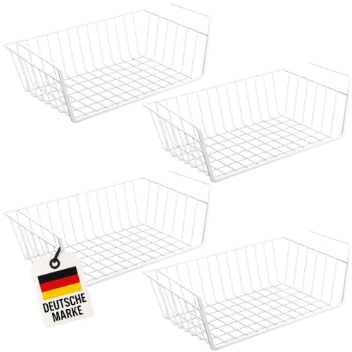 WELLGRO Einhängekorb 4er Set Metall Unterregalkorb für Küchenschrank Schrankkorb zum Einhängen Regal Organizer & Aufbewahrungskorb