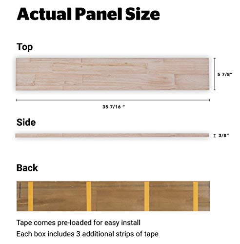 mywoodwall Non-Toxic DIY Wood Wall Paneling Brushed Grain Collection, Timeless Design, 100% FSC Certified Real Wood, Peel/Press Easy Installation, Antique White, 10.1sqf (7 Panels - 35-7/16" x 5-7/8")