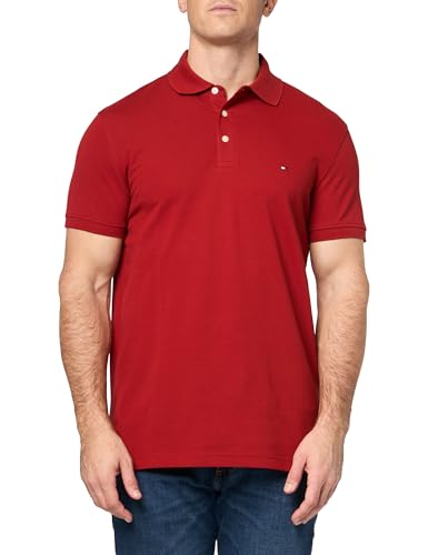 Image of Tommy Hilfiger Men's Short Sleeve Polo Shirts in Slim Fit with Stretch and Organic Pique Cotton
