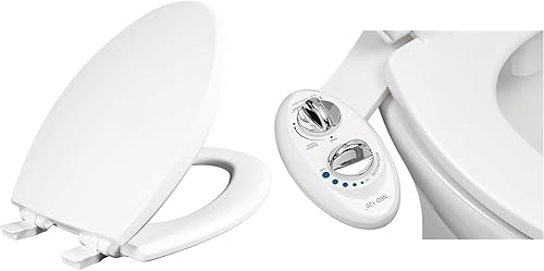 Mayfair 1847SLOW 000 Kendall - Bidé de cierre lento, blanco y LUXE NEO 120, boquilla autolimpiante, accesorio de bidé no eléctrico para asiento de