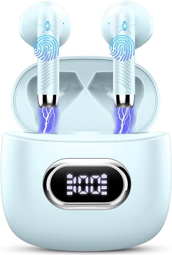 Wireless Earbuds Bluetooth, 4 ENC Mic Ear Buds in Ear with 56H HiFi Stereo,Bluetooth Earphones in Ear Noise Cancelling Deep Bass, Mini Ear Buds Bluetooth Earbuds IP7 Waterproof LED Display