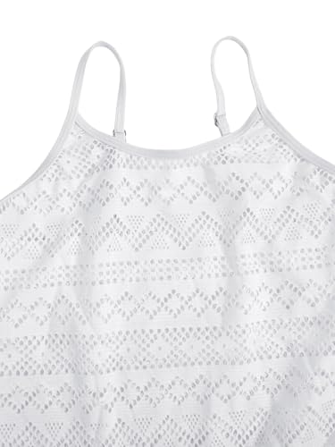 Milumia Girl's Crochet Swim Cover Up Knitted Beach Cami Dress Bikini Coverups3