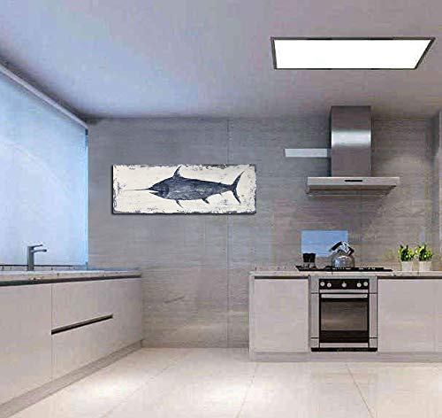 Yihui Arts Nautical Canvas Wall Art Animal Pictures Hand Painted Swordfish Paintings Ancient Ocean Seascape Coatal Artwork For Living Room Decoration #TOP5