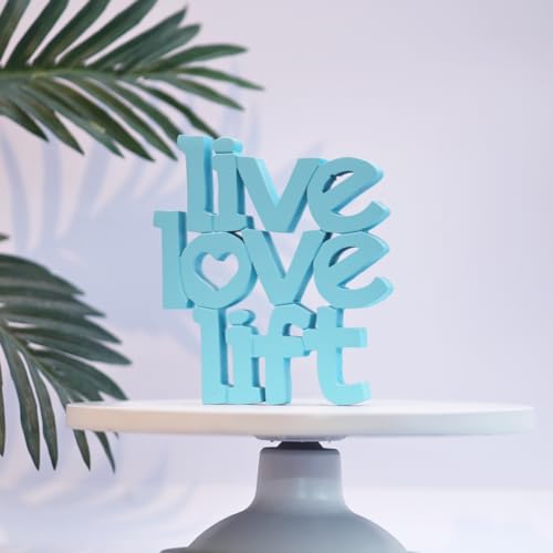 Image of NUKKAD TALES Live Love Lift Blue Quirky Showpiece Home Decor Items Decorative Items for Book Shelf Birthday Gift Items Gift for Gym Lovers (6 x 6.70 inch)