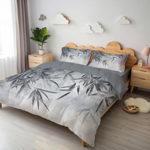 Housse de couette feuilles de bambou avec fermeture éclair pour un lit impeccable - 3