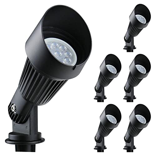 Lumina 4W Led Landscape Lights Cast-Aluminum Waterproof Outdoor Low Voltage Spotlights For Walls Trees Flags Light With Warm White 4W Mr16 Led Bulb And Abs Ground Stake Black Color (6 Pack) #TOP14