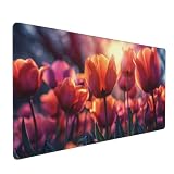 Podkładka pod mysz do gier, liść klonu, góry, podkładka pod mysz, 1500 x 800 x 3 mm, 150 x 78 x 0,3 cm, duża, rozszerzona podkładka pod mysz XXL z przeszytymi krawędziami i antypoślizgową podstawą,