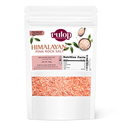 Rulop Himalayan Pink Salt 200g, Vegan Himalayan Rock Salt, 100% Natural, Packed in a Resealable Pouch to Mantain Freshness