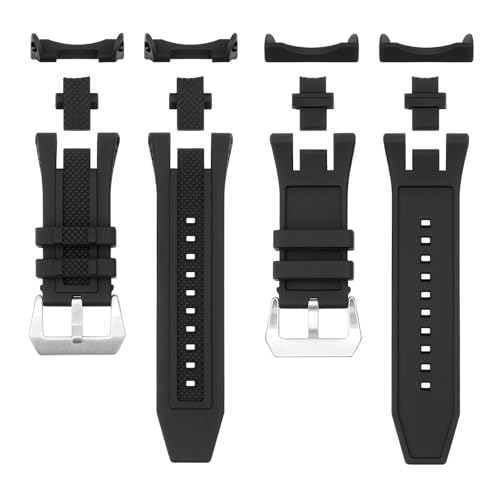 SANDEIN 33mm Watch Band Compatible with Invicta, Soft Silicone Rubber Replacement Wrist Strap for Invicta Subaqua Noma V Noma 5 Watch Straps (Black + Silver Buckle) by SANDEIN - Used condition - Image 2