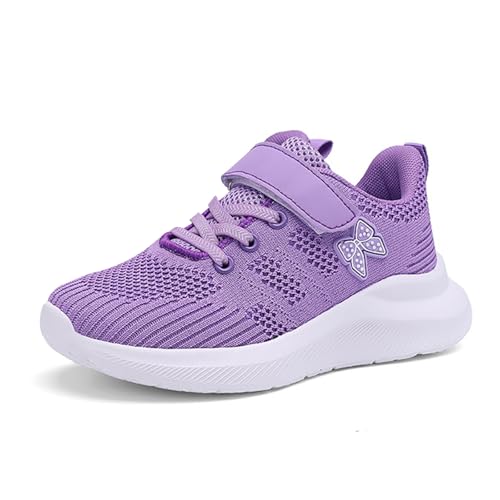 Zapatillas altas para niñas, 32 zapatillas de deporte de moda para la escuela al aire libre correr caminar viajar zapatillas de baño niñas 36, Color lila claro., 33 EU