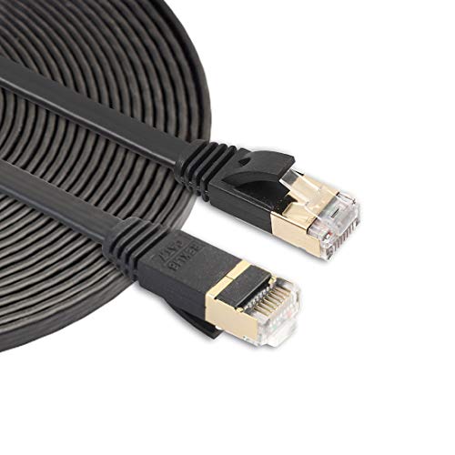 Kglsfjop 5m CAT7 10 Gigabit Ethernet Ultra Flat Patch Cable for Modem Router LAN Network - Built with Shielded RJ45 Connectors (Black) (Color : Black)