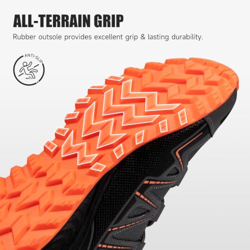Image of Mens Trail Running Shoes Hiking Running Sneakers | Non Slip Outdoor Lightweight Breathable Walking Tennis Casual Comfortable Rubber Outsloe Lace Up Protective Upper