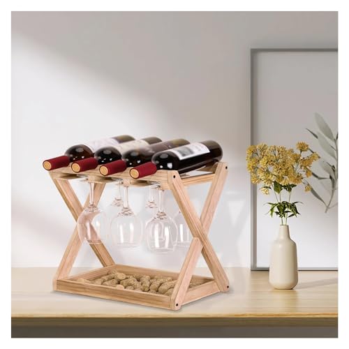 Soporte para 4 botellas de vino de madera miniatura 7