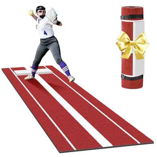 Neoaider 10 x 3 FT Softball Pitching Mat, Pitching Mat with Non-Slip Backing, High Density Anti-Fade...