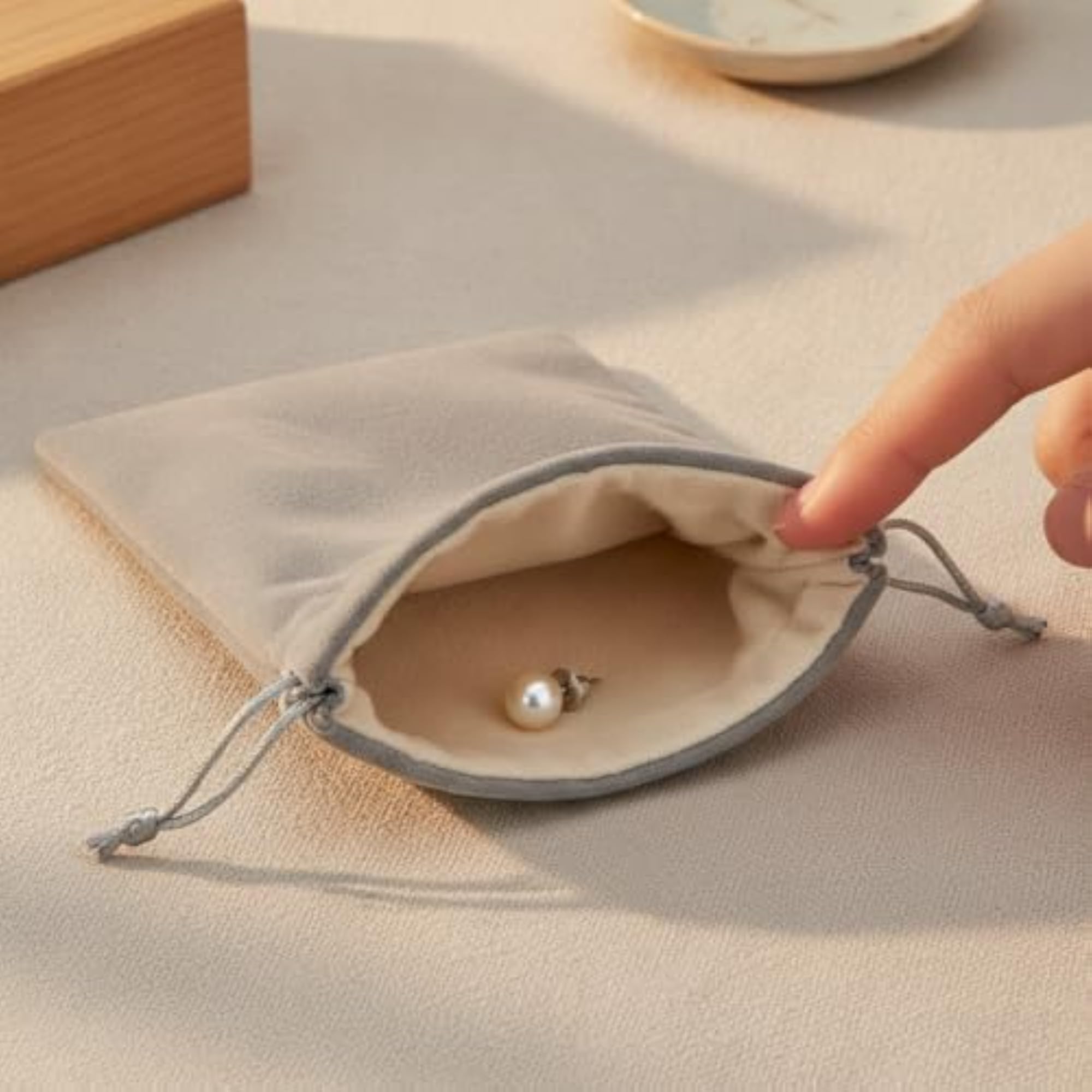 Velvet Drawstring Pouch for Electronics Storage