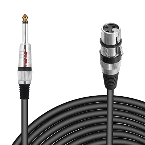 Microphone Cable 5 M XLR Female to 1/4 Inch 6.35mm TS Mono Jack B...