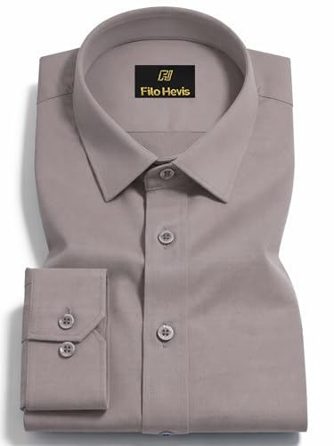 Image of FILO HEVIS Men's Shirt Regular Fit Solid Self-Cord Cotton Blended, Soft Fabric Stylish Formal Wear Man Shirt, Spread Collar Full Sleeves,(Available in Plus Size)