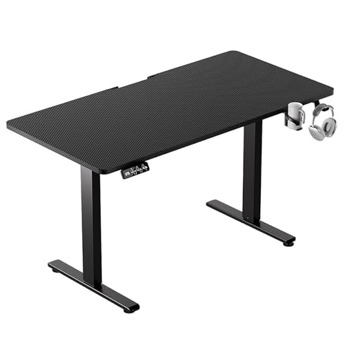 ASerZenith Escritorio Eléctrico Ajustable De Pie con Memoria, Gestión De Cables Y Ganchos - Mesa De Juego De 120 Cm para Oficina En Casa Y Juegos De Pc