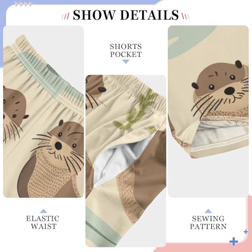 ZZXXB Otter and Seaweed Boys Long Pants Soft Trousers Elastic Waist Kids Lounge Bottoms with Pockets S-XL4