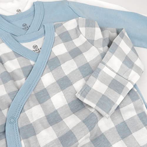 Image of HonestBaby Baby 3-Pack Organic Cotton Long Sleeve Side-snap Kimono Bodysuits