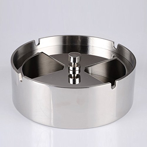 KKmoon Cinzeiro giratório redondo de aço inoxidável de alta qualidade com bandeja giratória Cinzeiro