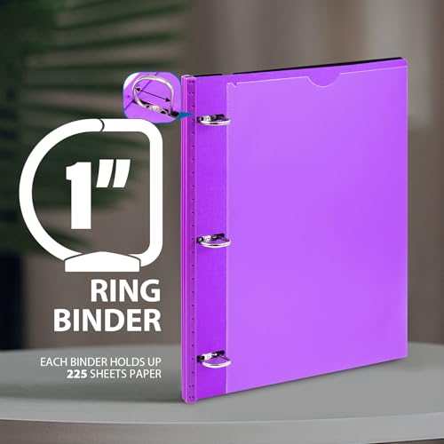 Image of WOT I 1 Inch Telescoping 3 Ring Binder 12 Pack, Expandable Flexible Binder with Customizable Front Cover & Clear Catalog Pocket,Holds 8.5 inchx11 inch Paper, Assorted Colors, School Office Supplies