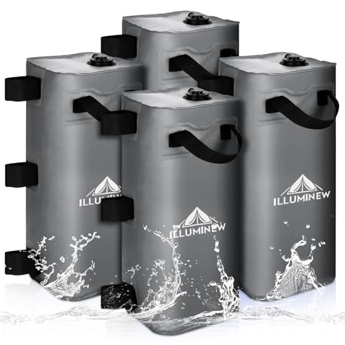 ILLUMINEW 4 Stück Baldachin-Wassergewichtssack, 100 kg Wasserzelt-Gewichte, Set mit 4 Beingewichten...