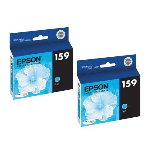 Epson 2X T159220 159 UltraChrome Hi-Gloss 2 Photo Ink Cartridge for Stylus Photo R2000 Ink Jet Printer, Cyan