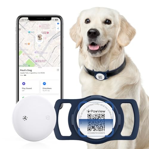 Smart Pet Tracker for Collar - Dog Trackers Location for Pet with Holder, No Monthly Fee, Real-Time Tracking, iOS Only, Emergency Contact, Long-Lasting, Anti-Lost Tracker for Cats, Bag Straps,Blue