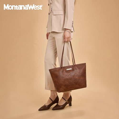 Image of Montana West Medium Tote Bags for Women Shoulder Handbag with Zipper Lightweight Everyday Purse for Work, Travel, or Shopping