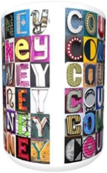 COURTNEY Coffee Mug / Cup - using photos of sign letters - personalized